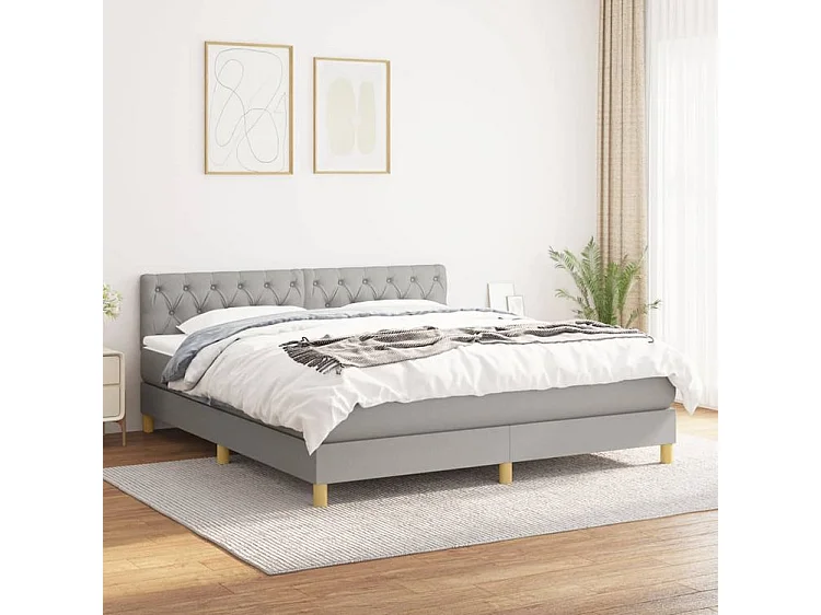 Sommier à lattes de lit avec matelas Gris clair 160x200 Tissu