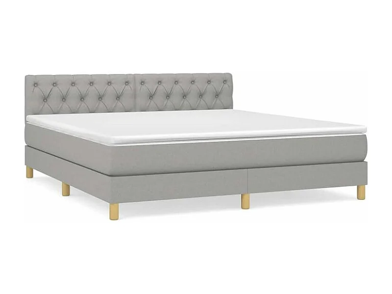 Sommier à lattes de lit avec matelas Gris clair 160x200 Tissu