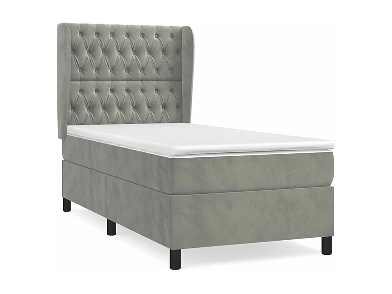 Sommier à lattes de lit et matelas Gris clair 90x200 Velours