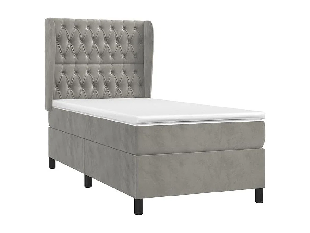 Sommier à lattes de lit et matelas Gris clair 90x200 Velours