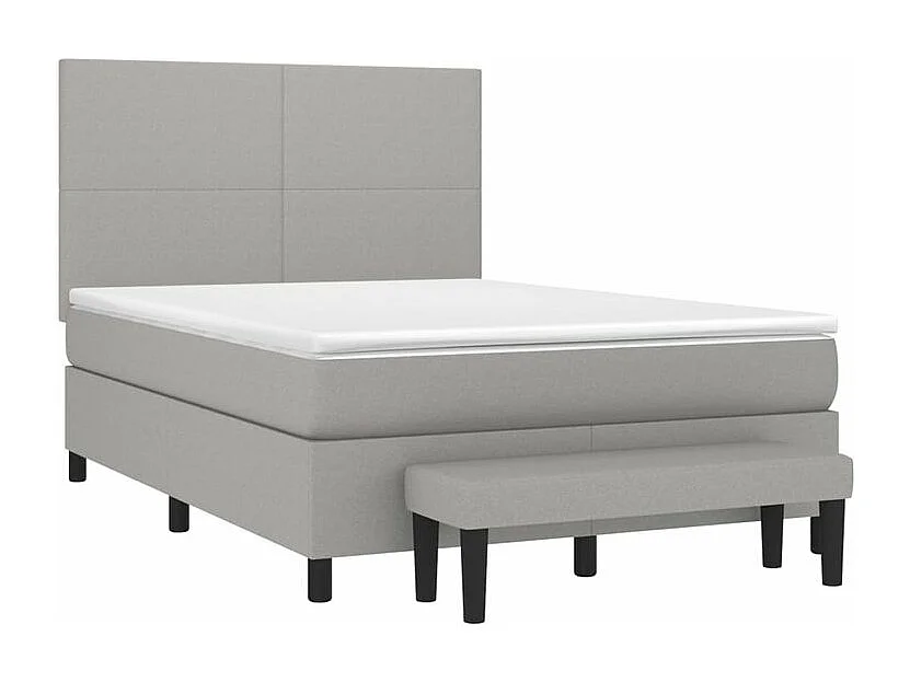 Sommier à lattes de lit avec matelas Gris clair 140x190 Tissu