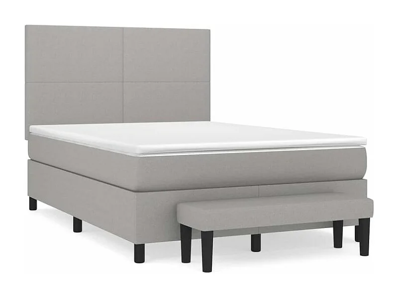 Sommier à lattes de lit avec matelas Gris clair 140x190 Tissu
