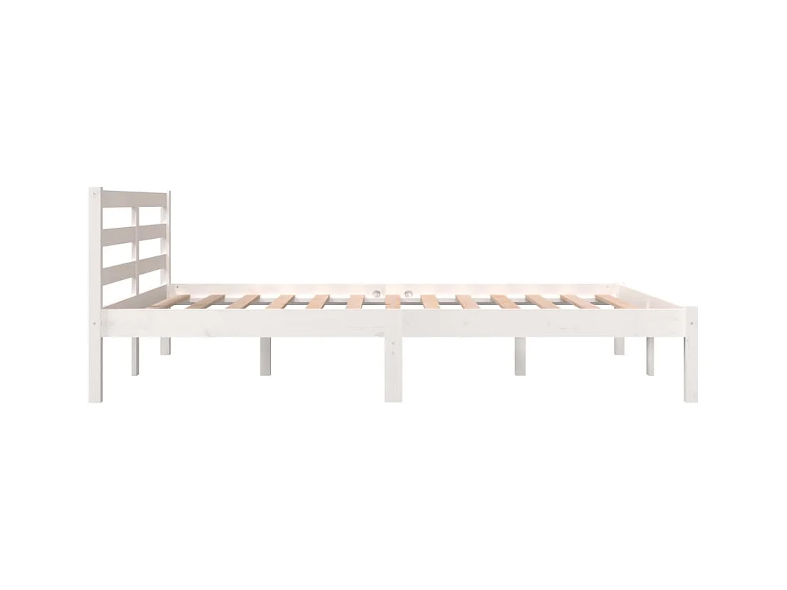 Lit Bois de pin massif 120x190 Blanc petit double