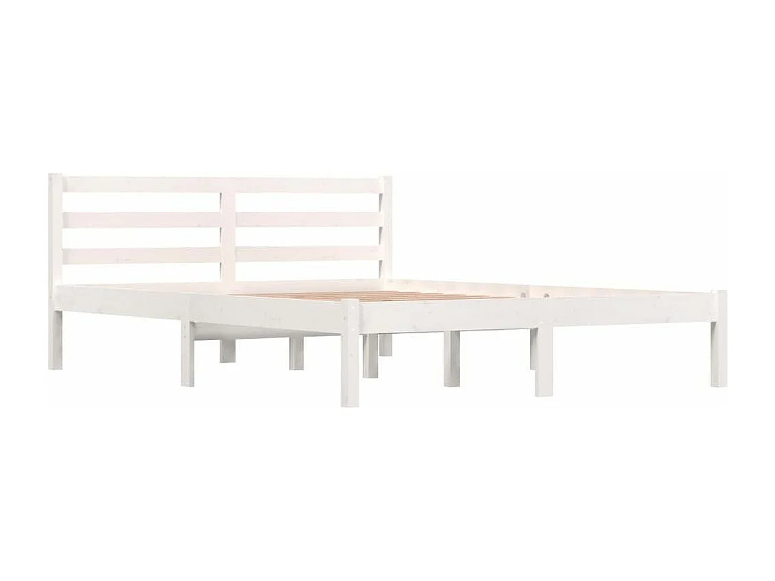 Lit Bois de pin massif 120x190 Blanc petit double