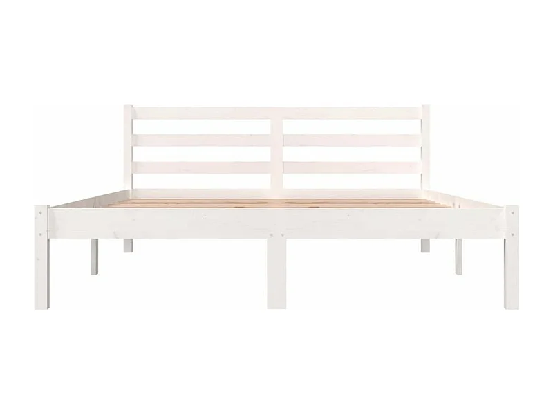 Lit Bois de pin massif 120x190 Blanc petit double