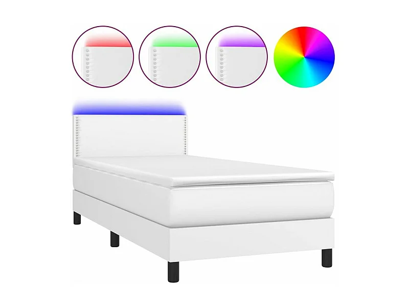 Sommier à lattes de lit avec matelas et LED Blanc 80x200