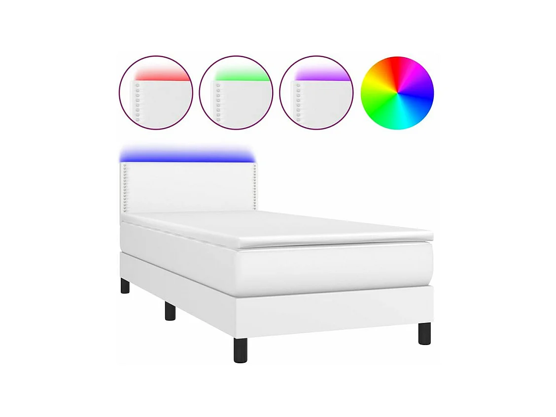 Sommier à lattes de lit avec matelas et LED Blanc 80x200