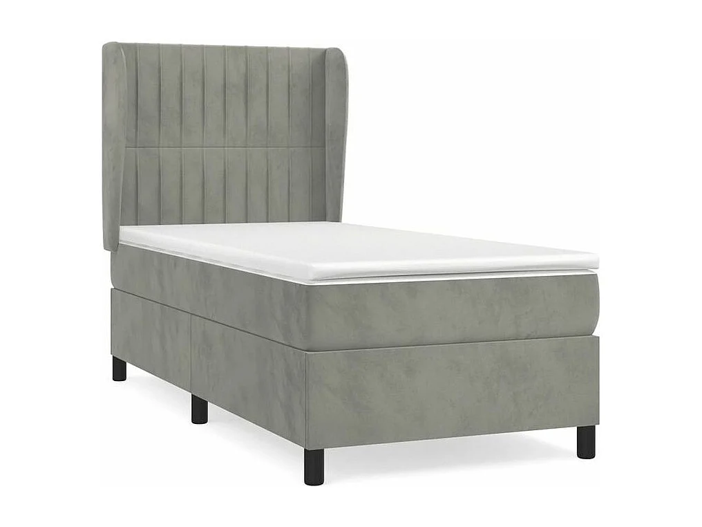 Sommier à lattes de lit et matelas Gris clair 80x200 Velours