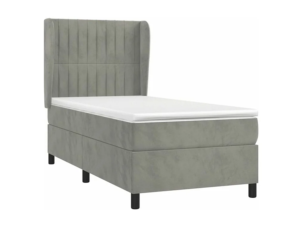 Sommier à lattes de lit et matelas Gris clair 80x200 Velours