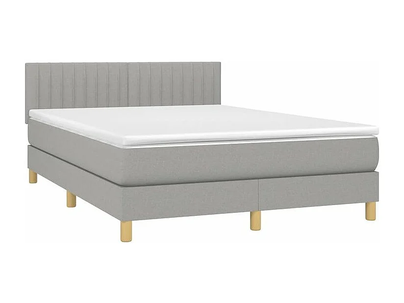 Sommier à lattes de lit et matelas et LED Gris clair 140x200