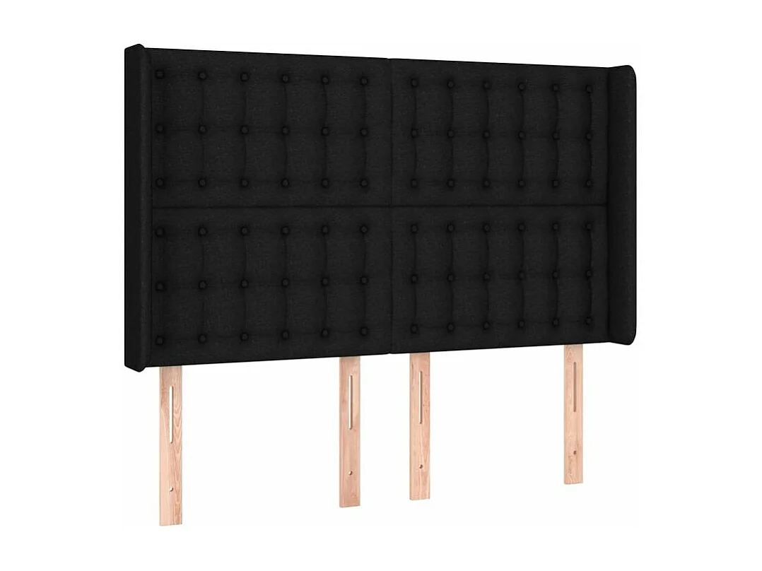 Sommier à lattes de lit matelas et LED Noir 140x190 Tissu