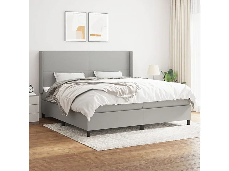 Sommier à lattes de lit avec matelas Gris clair 200x200 Tissu