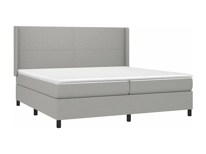 Sommier à lattes de lit avec matelas Gris clair 200x200 Tissu
