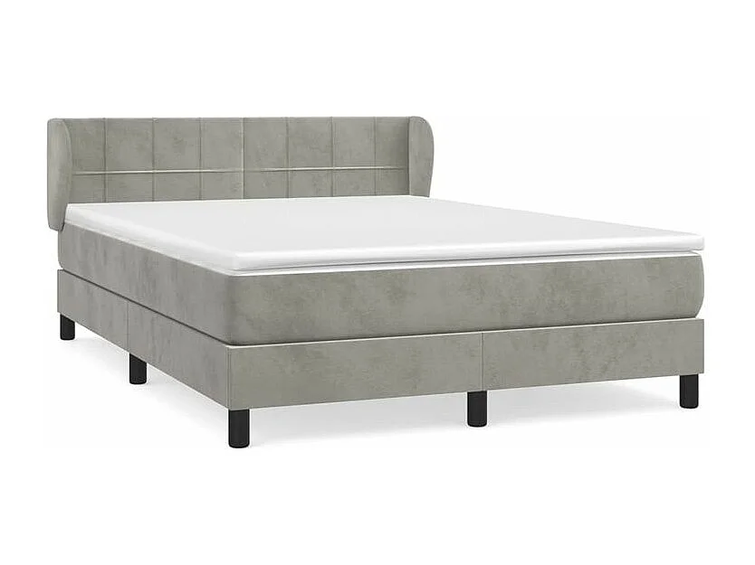 Sommier à lattes de lit et matelas Gris clair 140x200 Velours