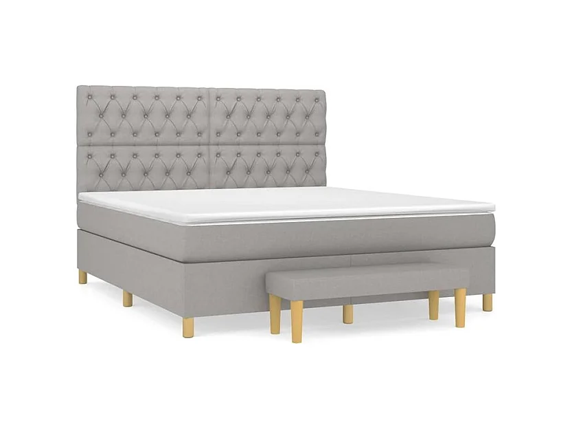 Sommier à lattes de lit avec matelas Gris clair 160x200 Tissu