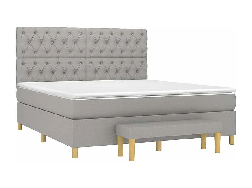 Sommier à lattes de lit avec matelas Gris clair 160x200 Tissu