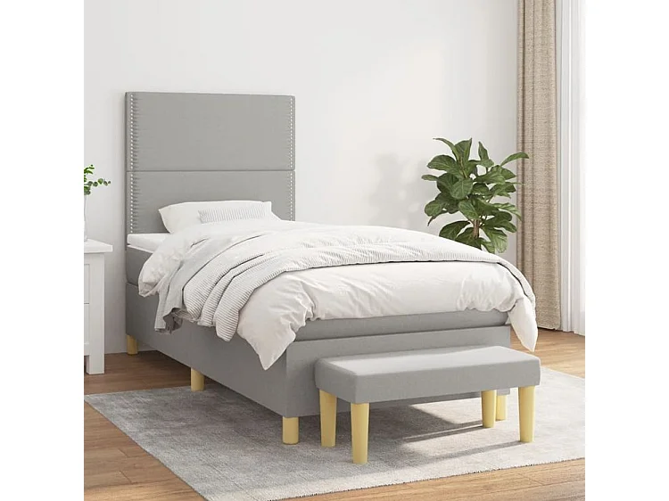 Sommier à lattes de lit avec matelas Gris clair 90x200 Tissu