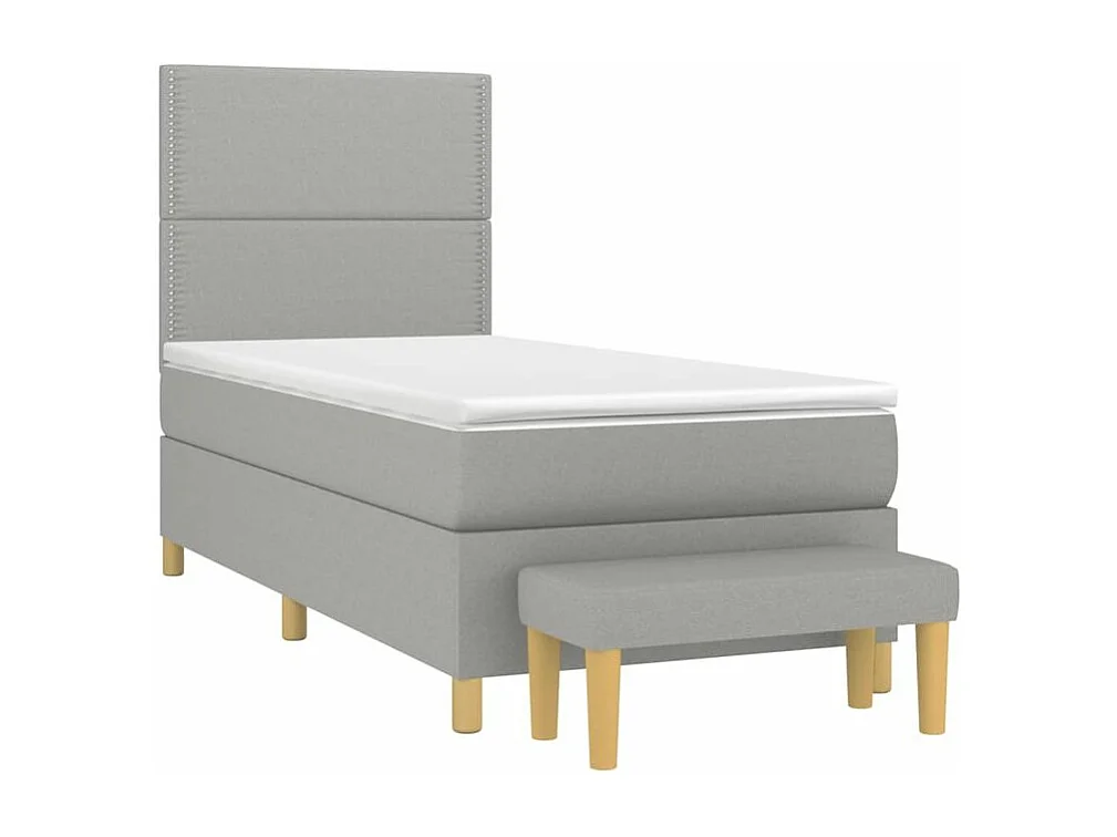 Sommier à lattes de lit avec matelas Gris clair 90x200 Tissu