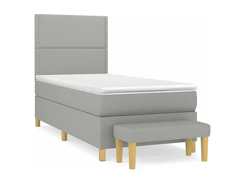 Sommier à lattes de lit avec matelas Gris clair 90x200 Tissu