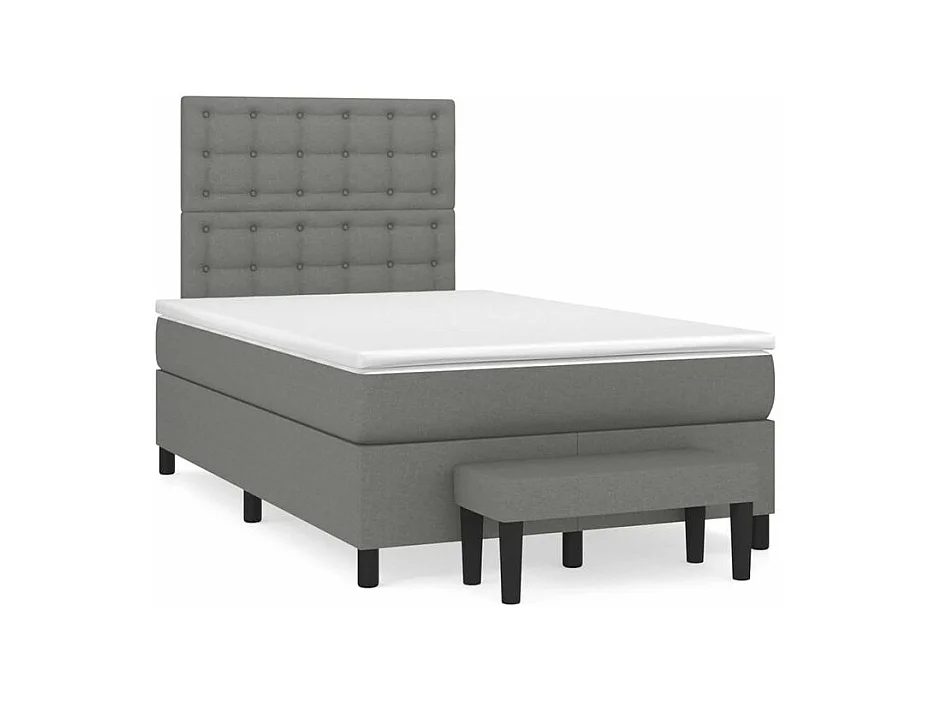 Sommier à lattes de lit avec matelas Gris foncé 120x200 Tissu