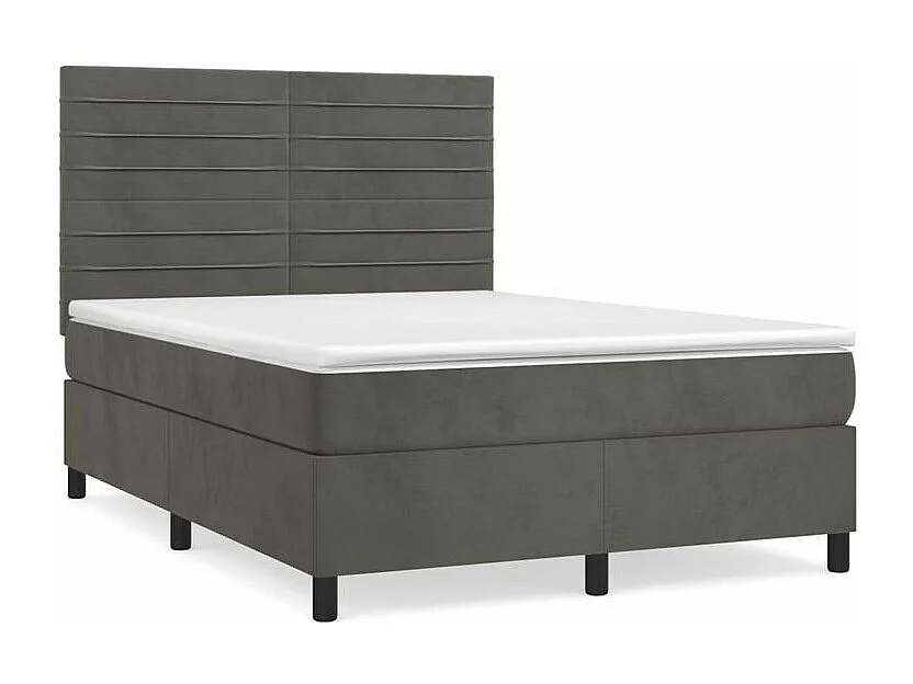Sommier à lattes de lit et matelas Gris foncé 140x190 Velours