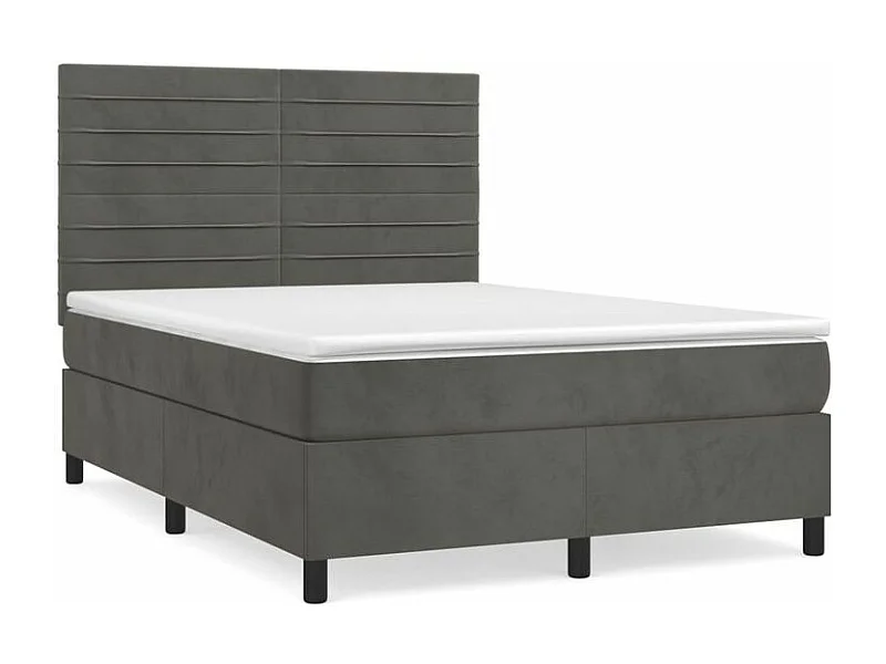 Sommier à lattes de lit et matelas Gris foncé 140x190 Velours