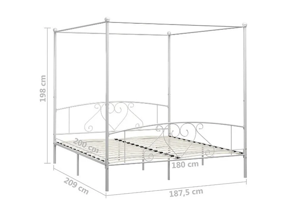 Hemelbedframe metaal wit 180x200 cm