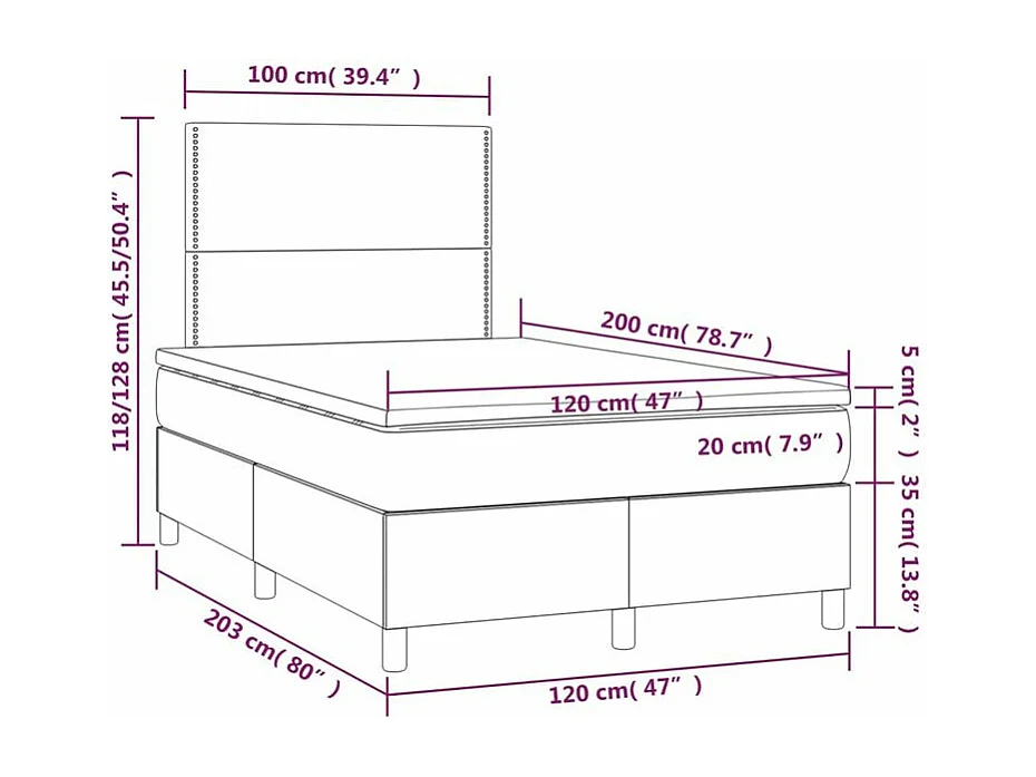 Sommier à lattes de lit avec matelas Taupe 120x200 Tissu