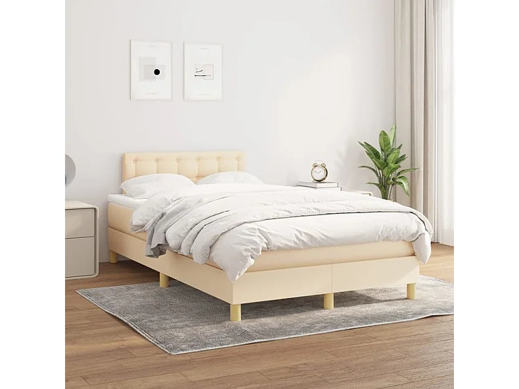 Sommier à lattes de lit avec matelas Crème 120x200 Tissu