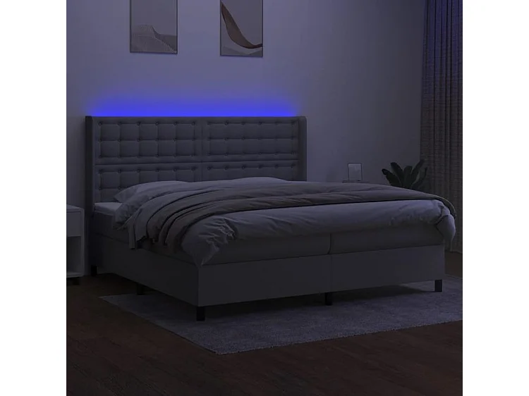Sommier à lattes de lit matelas LED Gris clair 200x200 Tissu