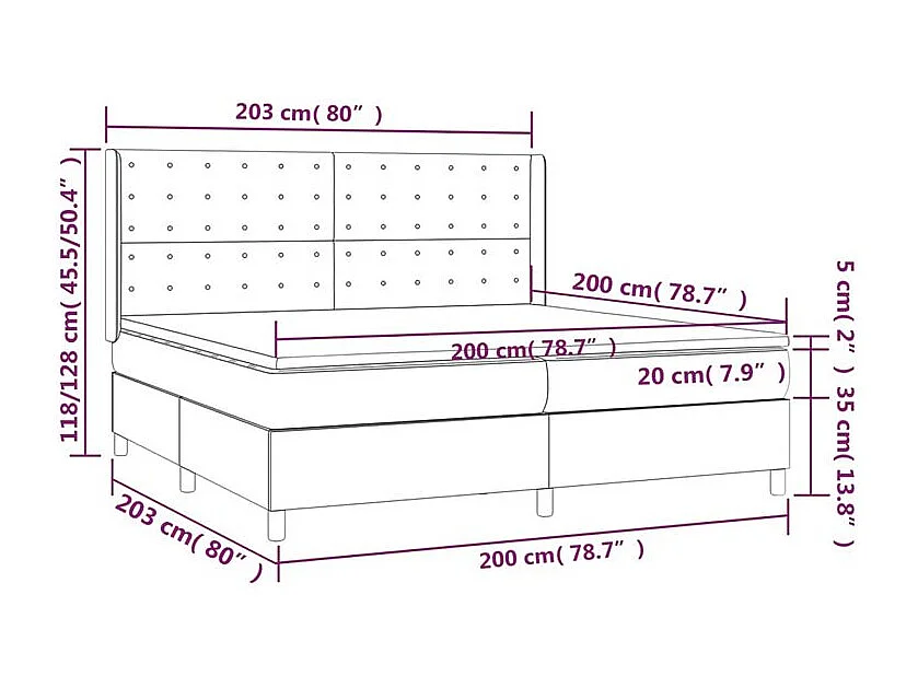 Sommier à lattes de lit matelas LED Gris clair 200x200 Tissu