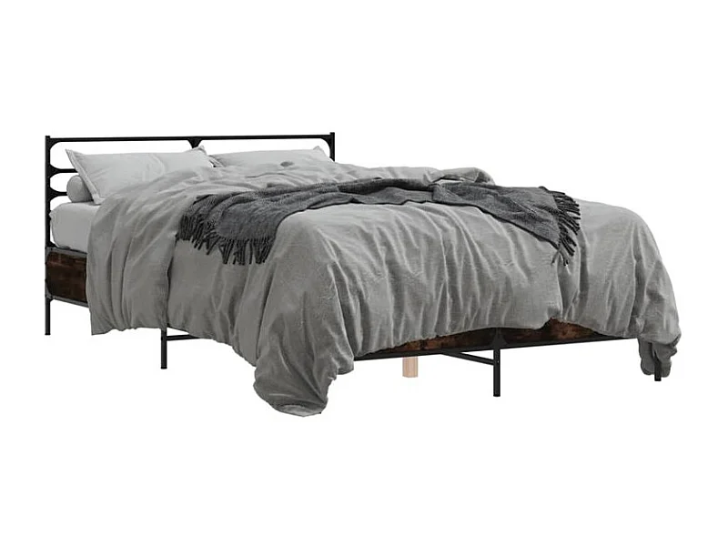 Cadre de lit chêne fumé 120x200 bois d'ingénierie et métal