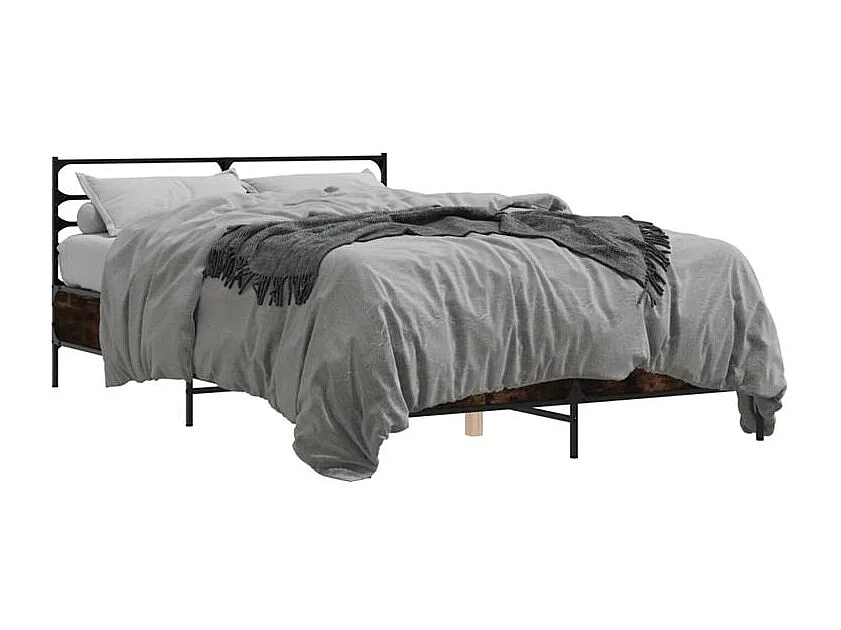 Cadre de lit chêne fumé 120x200 bois d'ingénierie et métal