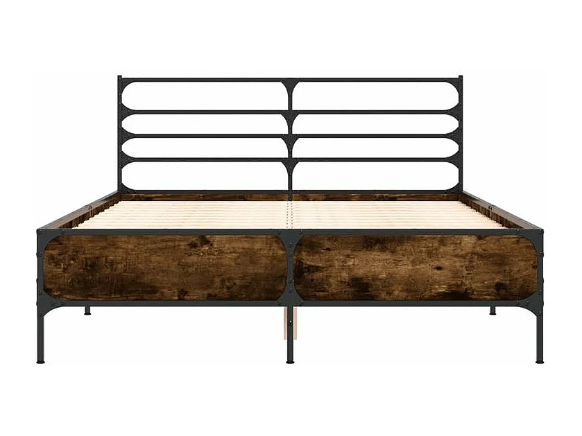 Cadre de lit chêne fumé 120x200 bois d'ingénierie et métal