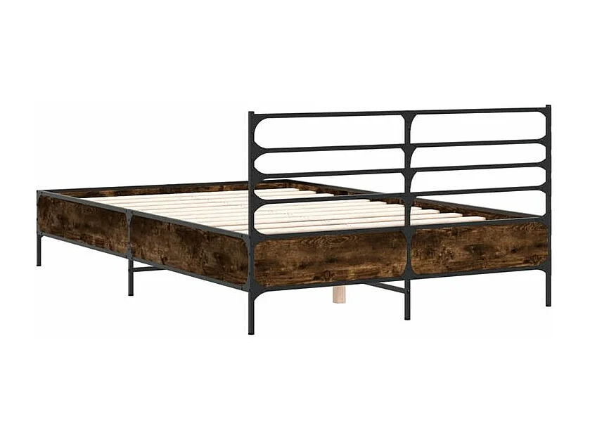 Cadre de lit chêne fumé 120x200 bois d'ingénierie et métal