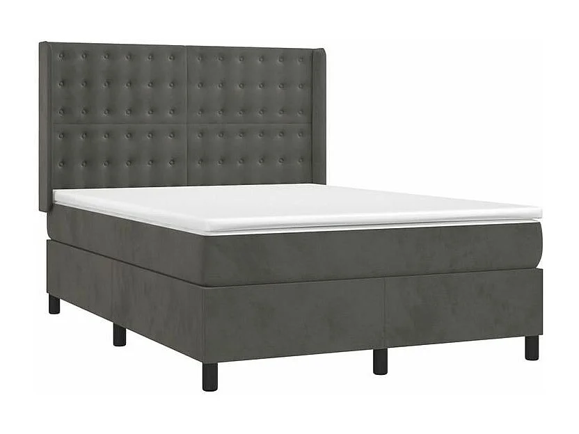 Sommier à lattes de lit matelas et LED Gris foncé 140x190