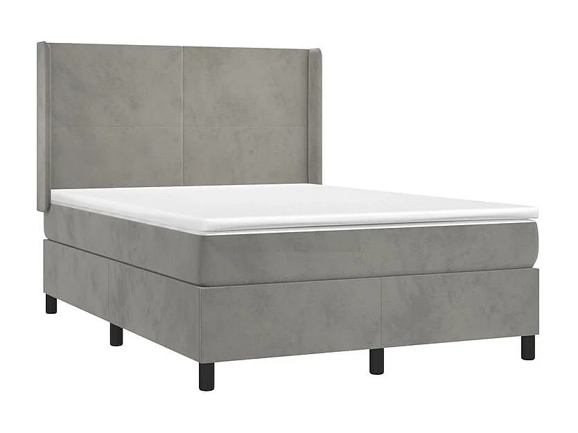 Sommier à lattes de lit matelas et LED Gris clair 140x200