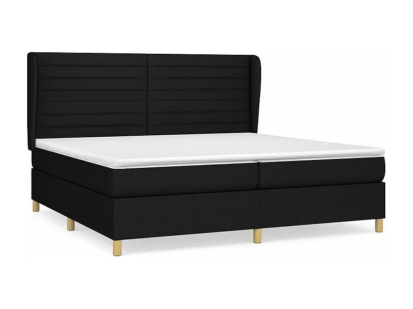 Sommier à lattes de lit avec matelas Noir 200x200 Tissu