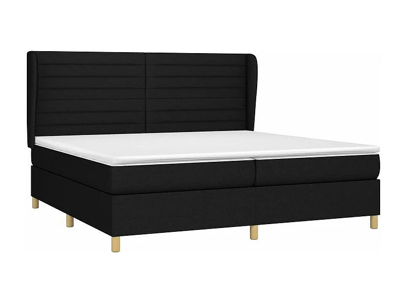 Sommier à lattes de lit avec matelas Noir 200x200 Tissu
