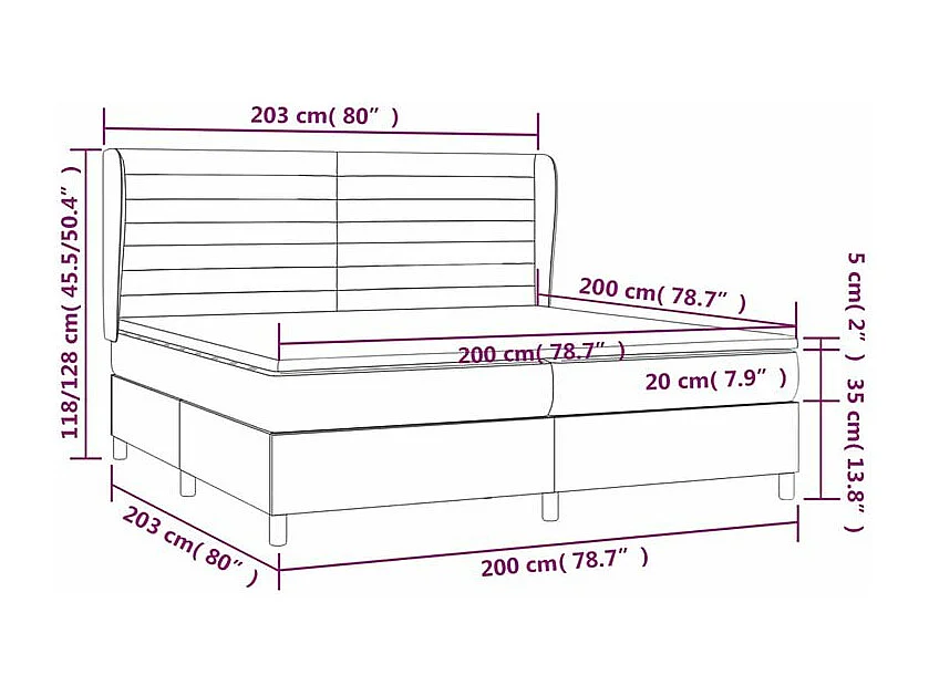 Sommier à lattes de lit avec matelas Noir 200x200 Tissu