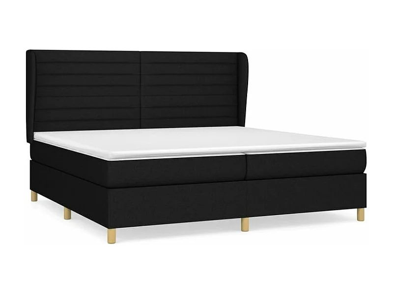 Sommier à lattes de lit avec matelas Noir 200x200 Tissu