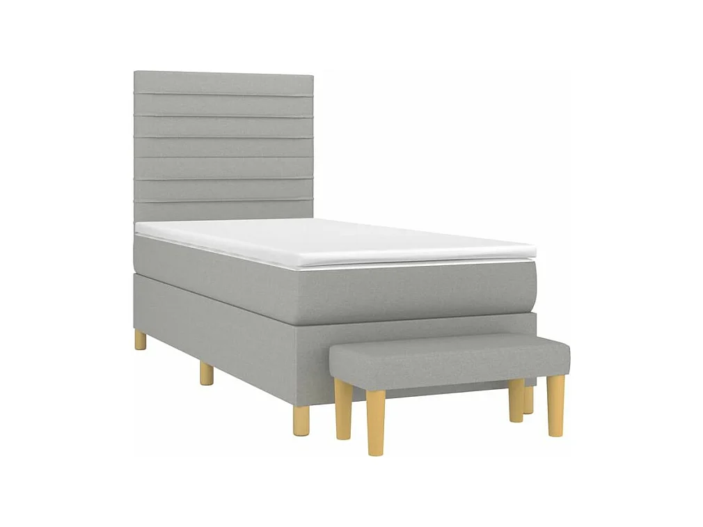 Sommier à lattes de lit avec matelas Gris clair 100x200 Tissu