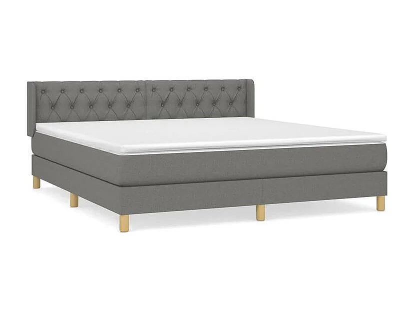 Sommier à lattes de lit avec matelas Gris foncé 160x200 Tissu
