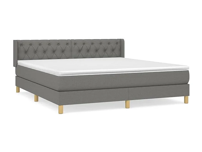 Sommier à lattes de lit avec matelas Gris foncé 160x200 Tissu