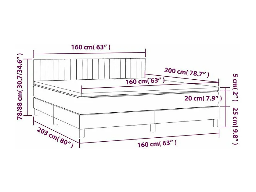 Sommier à lattes de lit matelas LED Gris clair 160x200 Tissu