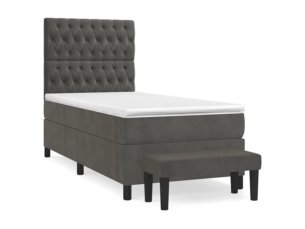 Sommier à lattes de lit et matelas Gris foncé 90x200 Velours