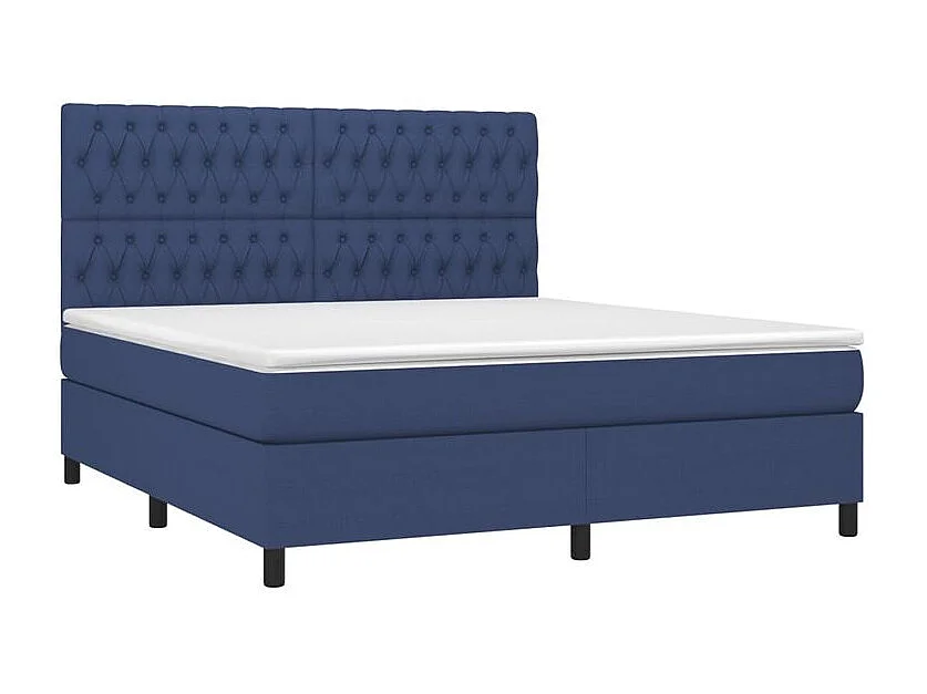 Sommier à lattes de lit et matelas et LED Bleu 180x200 Tissu