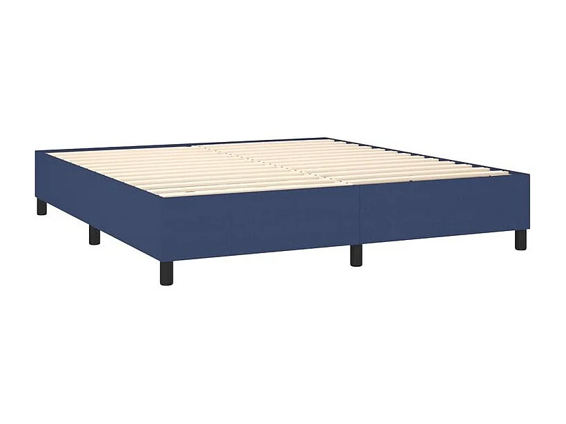 Sommier à lattes de lit et matelas et LED Bleu 180x200 Tissu