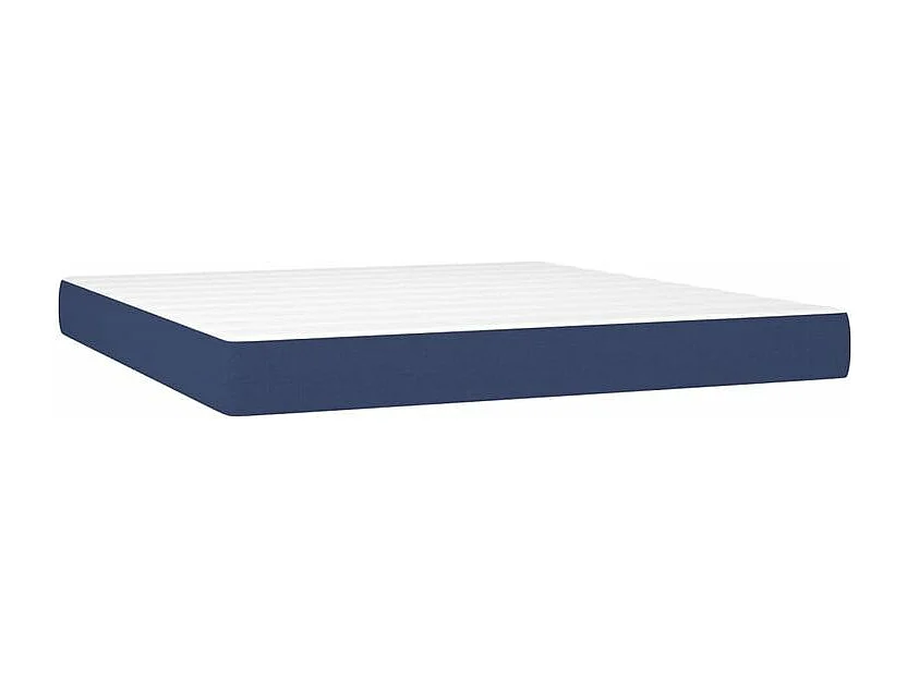 Sommier à lattes de lit et matelas et LED Bleu 180x200 Tissu