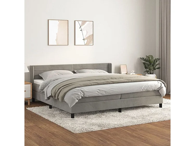 Sommier à lattes de lit et matelas Gris clair 200x200 Velours